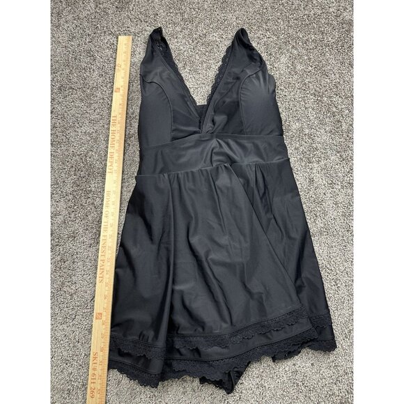 Torrid Women's Lace Trimmed Wireless‎ Black V-Neck Swim Dress with Brief Size 5 - Picture 8 of 8